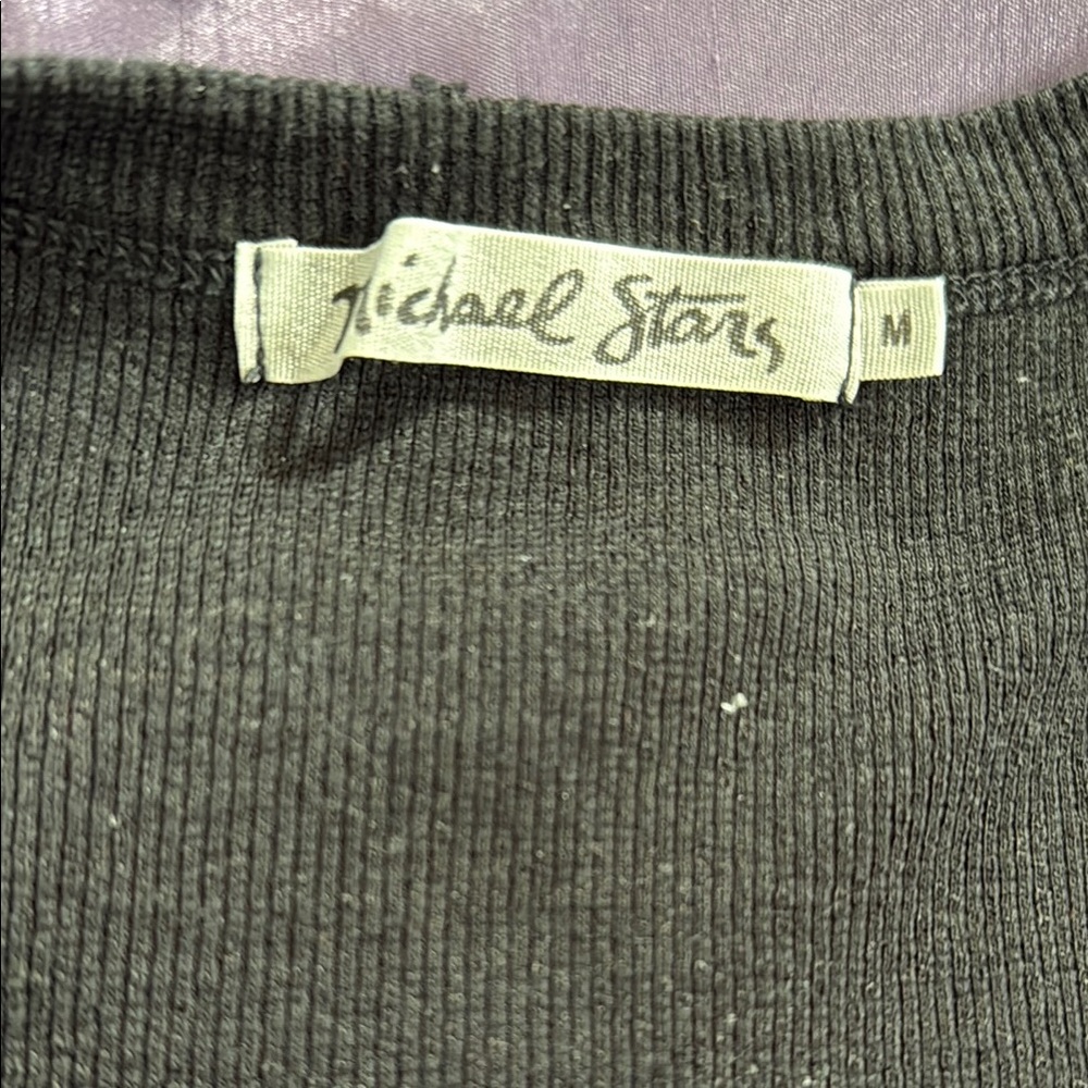 Michael Stars Womens Knit Short Sleeves V-Neck Stretch - Picture 3 of 7